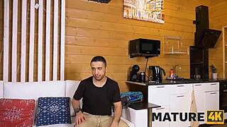 Chubby mature woman feels filled in sauna with man's cock. So seductive.