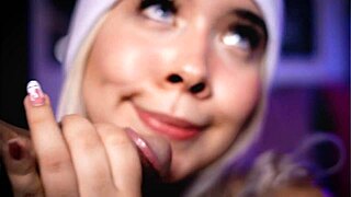 Pretty blonde gives deepthroat performance on webcam