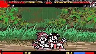 Futanari fighters climax in rough sex fight on the ring.