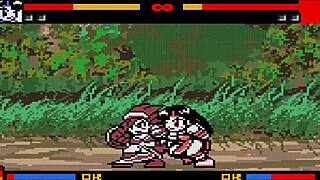 Futanari fighters climax in rough sex fight on the ring.