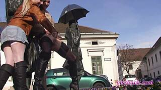 Extreme public pussy squirting and peeing outdoors in detail