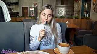 Letty Black Vibes with Remote Toy in Crowded Cafe