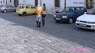 Extreme public pussy squirting and peeing outdoors in detail