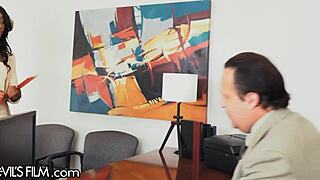 sexy new model seduces agent with her charms during office interview