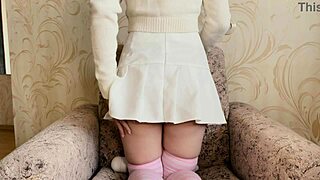 Can You Imagine A Girl In White Skirt Using Vibrator? So Teasing!