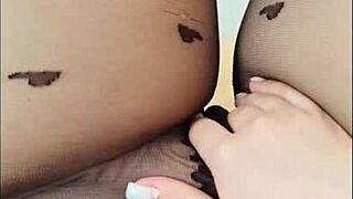 Can you believe depravedminx reaches orgasm through pantyhose outdoors?