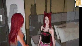 in my new family 52, the redhead with big tits plays a wild erotic game sideways