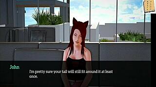 in my new family 52, the redhead with big tits plays a wild erotic game sideways