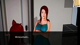 in my new family 52, the redhead with big tits plays a wild erotic game sideways