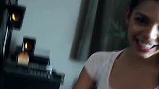 Stepped-up daughter rides hard in pov banging action.