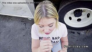 Dude Makes Blonde Laugh Before Fucking Her Outdoors