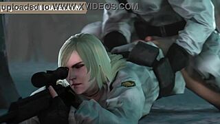 In metal gear, the character tries monster cocks in sexy anime scenes with big tits.