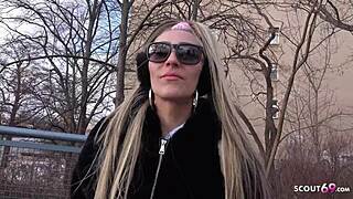 german scout picks up blonde barkeeper in berlin for anal at model gig