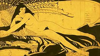 in vintage times, erotic drawings of cartoon characters engage in sensual acts, blending antique styles with anime hentai.