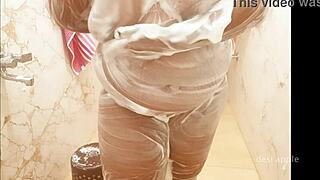 bengali wife bathes with big tits!