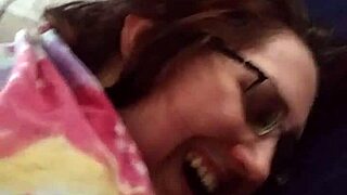 Married man pleases his nerdy wife by fingering her tight pussy and ass