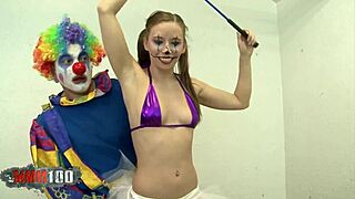 skinny blonde norah nova banged by creepy clown