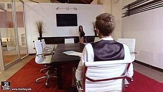 Shay Evans Gives Footjob to Monster Cock at Work