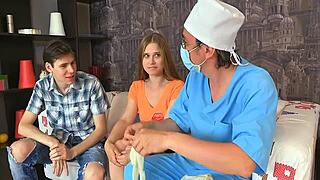 Teen blowjob in hardcore Japanese porn scene.