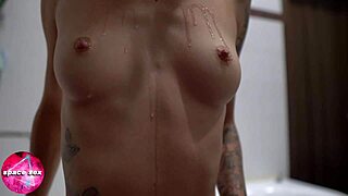 Girl Plays with Her Titties - Closeup