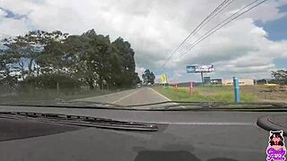 Teen flashes tits and fucks huge cock first time in public car