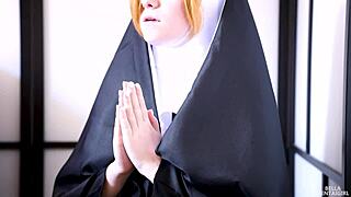 busty nun in halloween costume bella hentaigirl in anime style