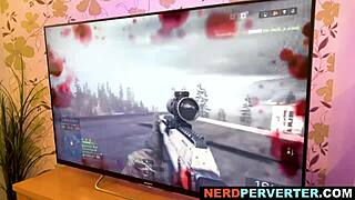 Blonde pornstar sucks two hard cocks in hardcore threesome cumshot