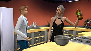 The stepson impregnates his stepmother on new years eve in this animated scene