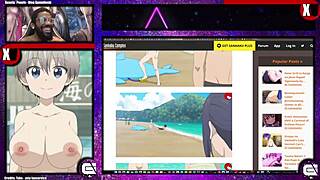 Bald pussy ass uzaki-chan shows thick mommy breasts in public outdoor comic.