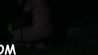 Honey in latex costume gets punished with rough blowjob and fucking in garage bondage