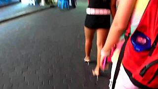 Kinky Asian Teen In Black Lingerie Gets Fucked Outdoors On Street