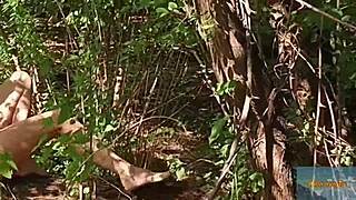 wild milf mala dvojka bares all in forest public nude romp