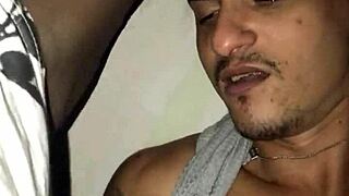 Black guy shoves big black cock in mouth for cumshot