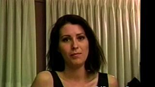 A beautiful woman with big boobs makes love for the first time with Ed Powers in a porn movie