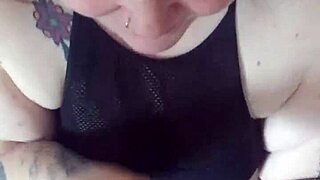 Slutty girlfriend gets cum splashed all over her big tits.