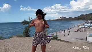 Teen Pees Publicly On Beach With People Around