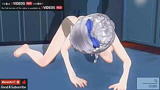 Tessa's solo play in an uncensored cartoon video ends with a facial