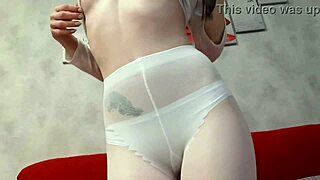 White pantyhose on a pretty woman for solo pleasure