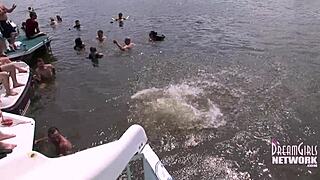 girlfriend parties naked on houseboats at lake of the ozarks with voyeur public sex