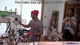 Yo, this new ebony teen model is stunning, time to test that painter cock on her