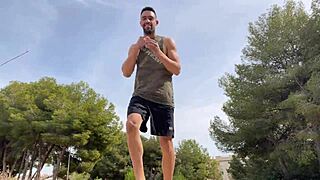 Big Cock Stud Jerks Off On Public Trail For Cumshot