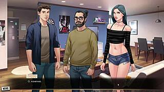 Cartoon sex: big tits bouncing while being fucked at work