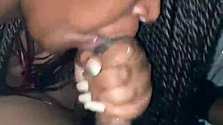 Ebony bbw performs sloppy deepthroat on huge black cock