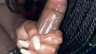 Ebony bbw performs sloppy deepthroat on huge black cock