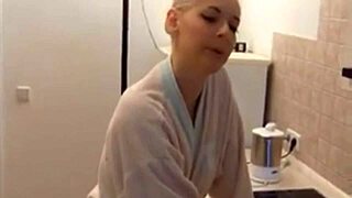 Blonde gives blowjob and handjob