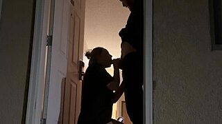 Trying to get caught having sex in hotel doorway