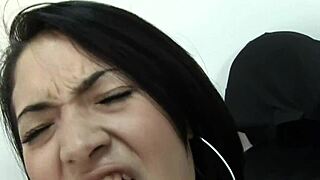 Cute latina teen gets her hairy muff fucked hard