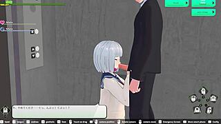 Intense Blowjob And Creampie In Elevator From Loop Train H-Game!