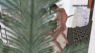 Wow, two guys drill cute animated girl in all 3 holes with double penetration