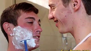 Twinks in bathroom go hard with assfucking and cocksucking